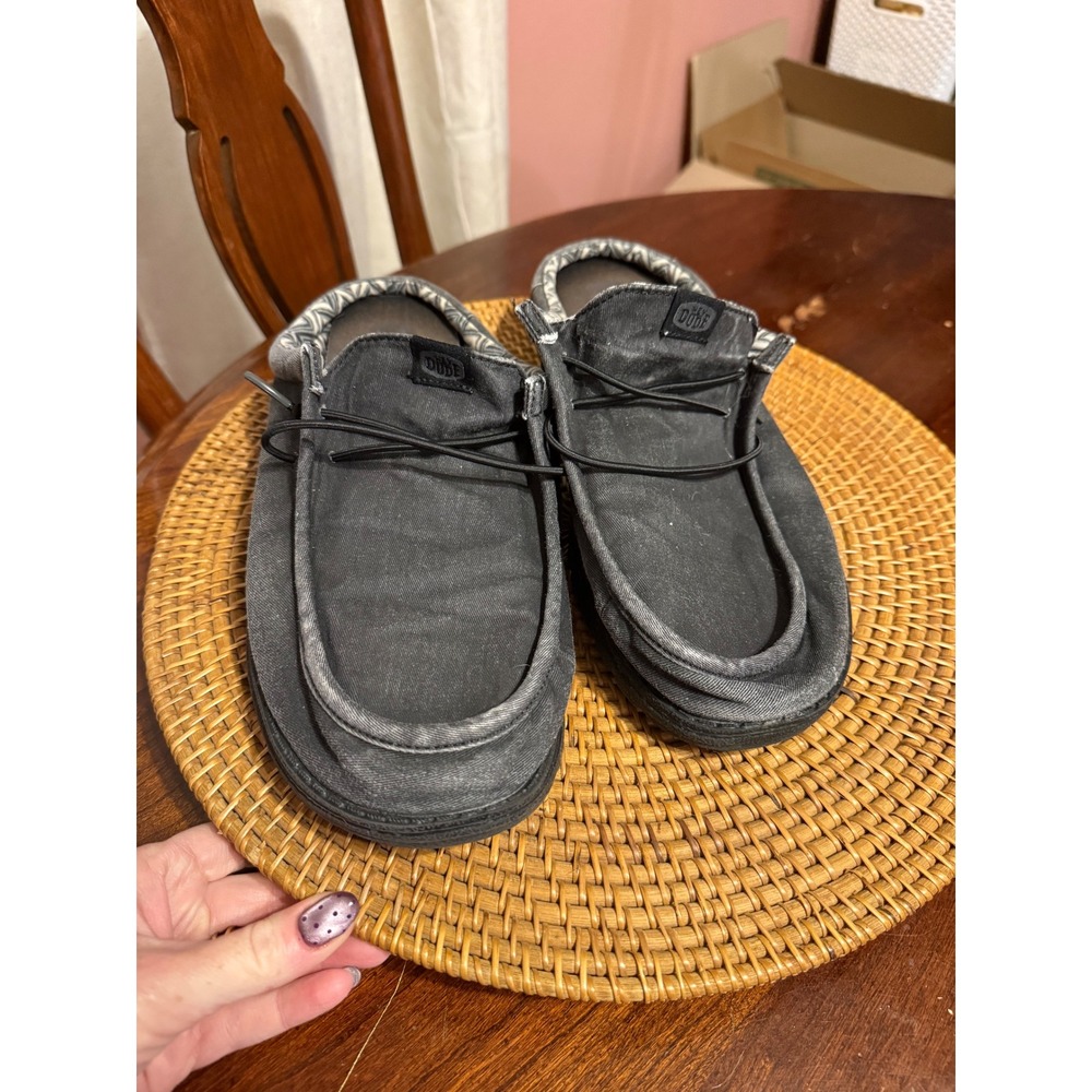 Hey Dude Wally Slip Stretch Canvas Black Loafers Mens 11 41293-060